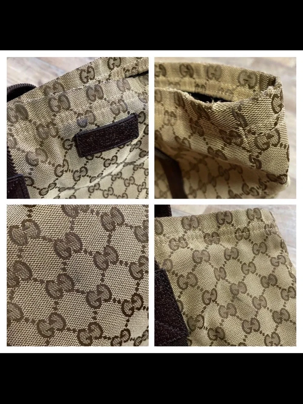 Gucci Beige GG Supreme Canvas Tote with Brown Straps